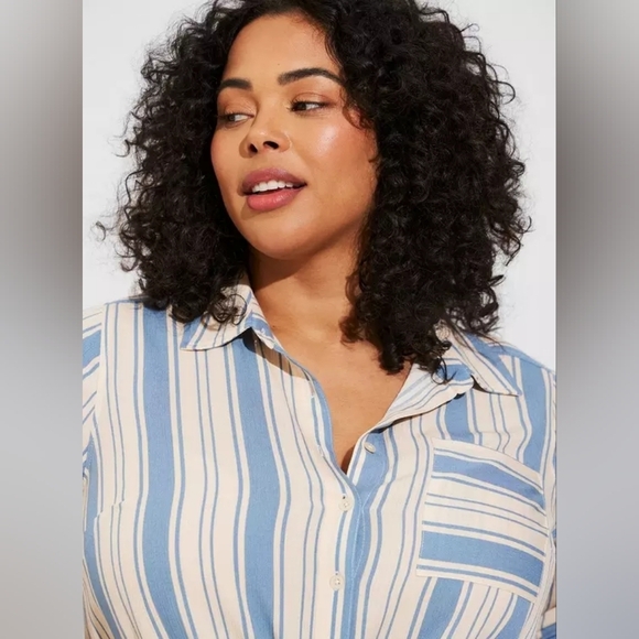 Torrid Lizzie Crinkle Gauze Button Up Stripe Skirt Maxi Set New 2x 3x - Picture 4 of 16